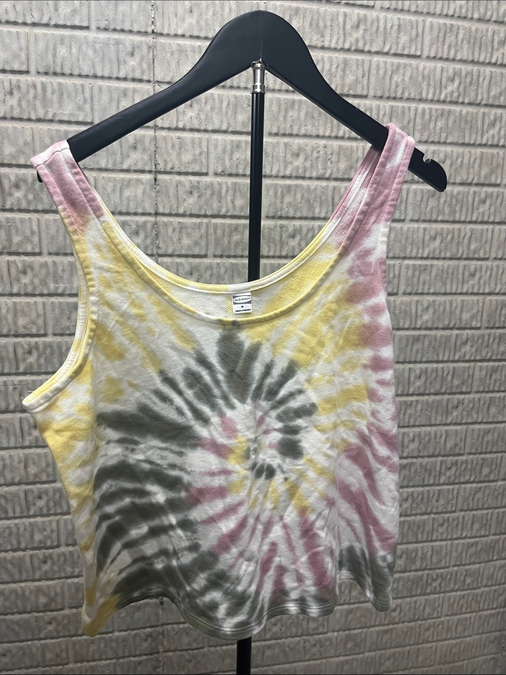 Old Navy Tie-Dye Scoop Neck Tank Top - Pink, Yellow & Gray